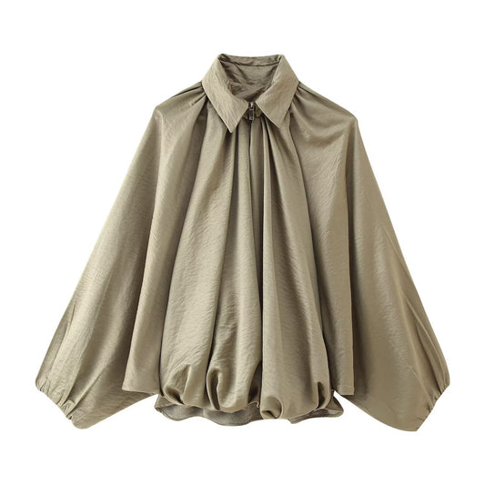 Collar long sleeved puffy baseball jacket women's jacket