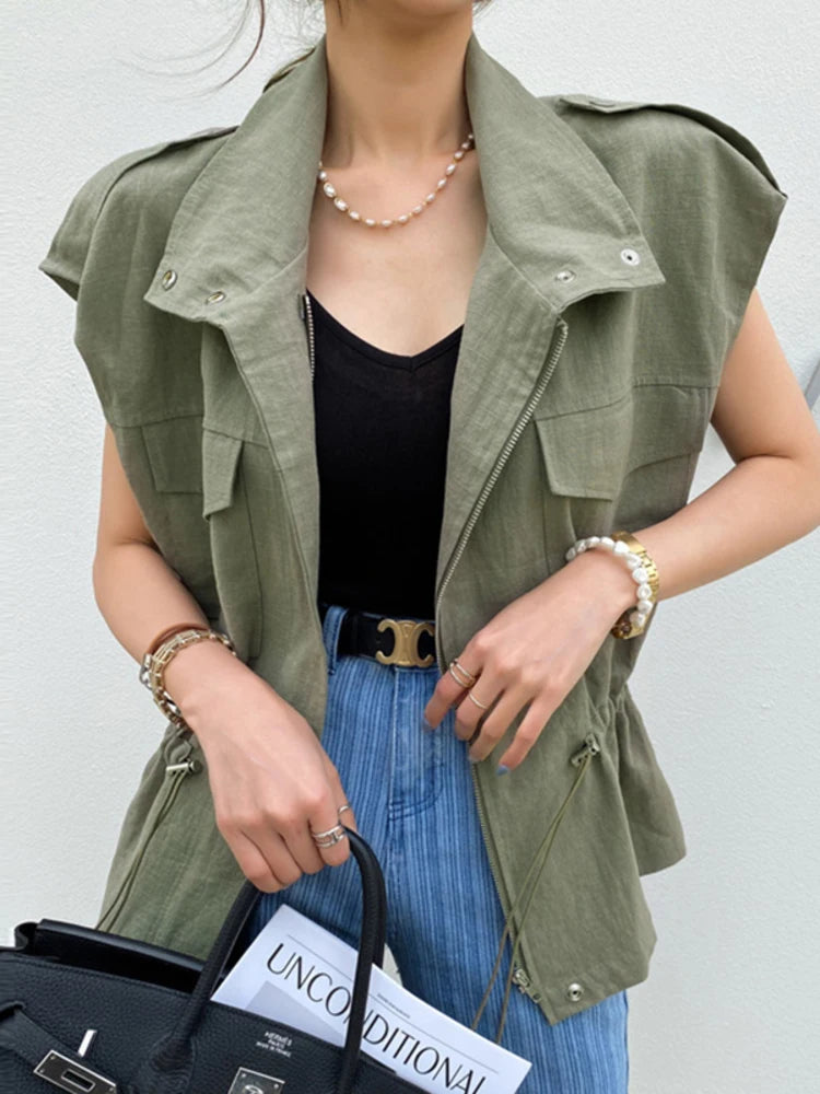 Pocket jacket work clothes vest and jacket for women