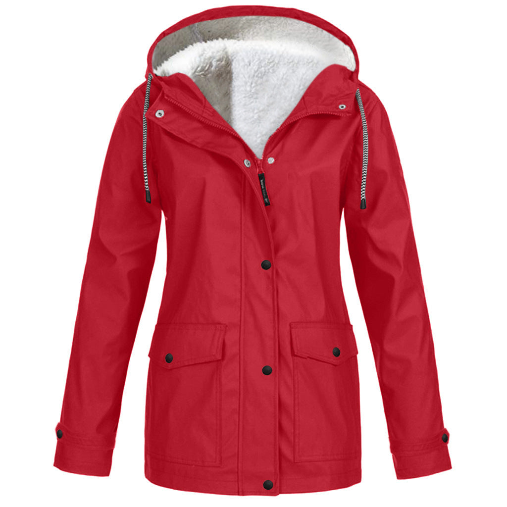 Autumn And Winter Plush Jacket Outdoor Mountaineering Suit Hooded Jacket
