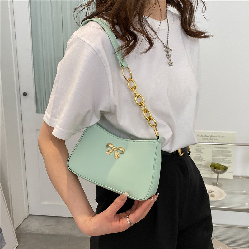 Texture Ladies Messenger Bag Women's New Trendy Bow Girl Small Square Bag Western Style Shoulder Bag