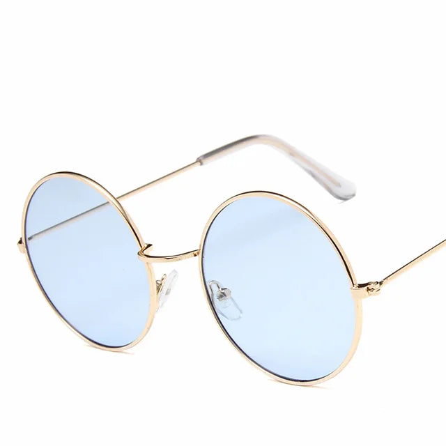 Women's Alloy Mirror Sunglasses Retro Designer Sunglasses Pink Round Sunglasses for Women