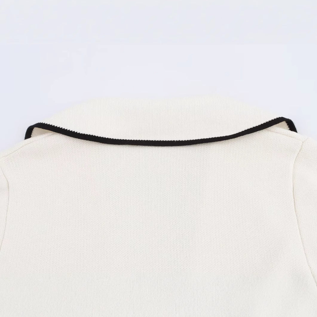 Edge embellished double breasted knitted suit jacket for women