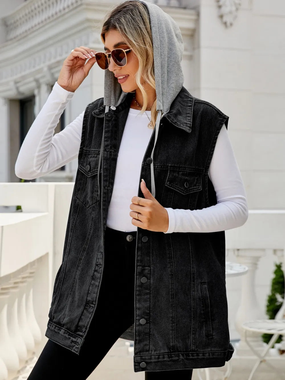Retro denim vest jacket loose casual women's trend