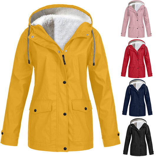 Autumn And Winter Plush Jacket Outdoor Mountaineering Suit Hooded Jacket