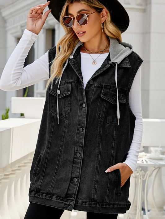Retro denim vest jacket loose casual women's trend