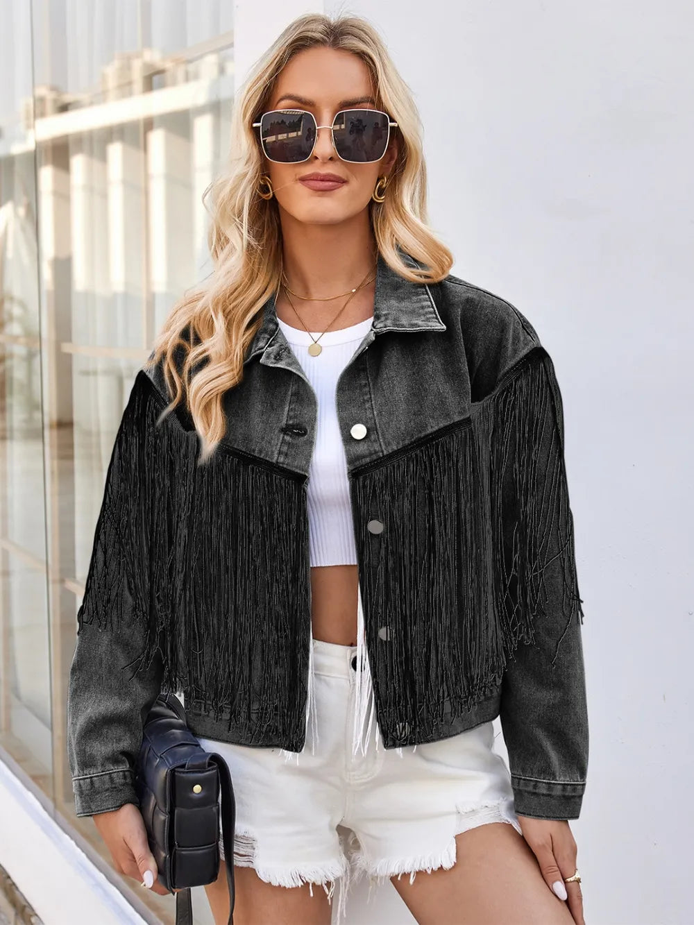 Button Up Dropped Shoulder Denim Jacket