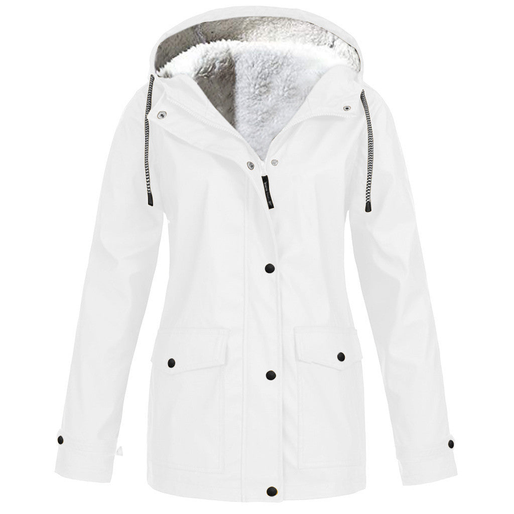 Autumn And Winter Plush Jacket Outdoor Mountaineering Suit Hooded Jacket