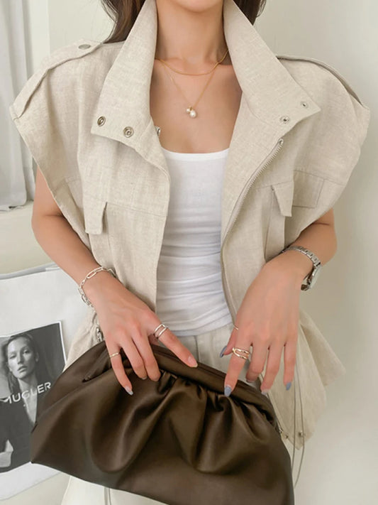 Pocket jacket work clothes vest and jacket for women