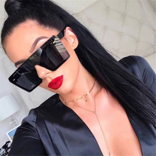 Retro Oversized Square Sunglasses Men And Women European And American Trend Rice Nail Sunglasses One Piece Glasses