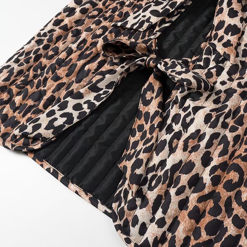 Leopard print lace up vest jacket for women