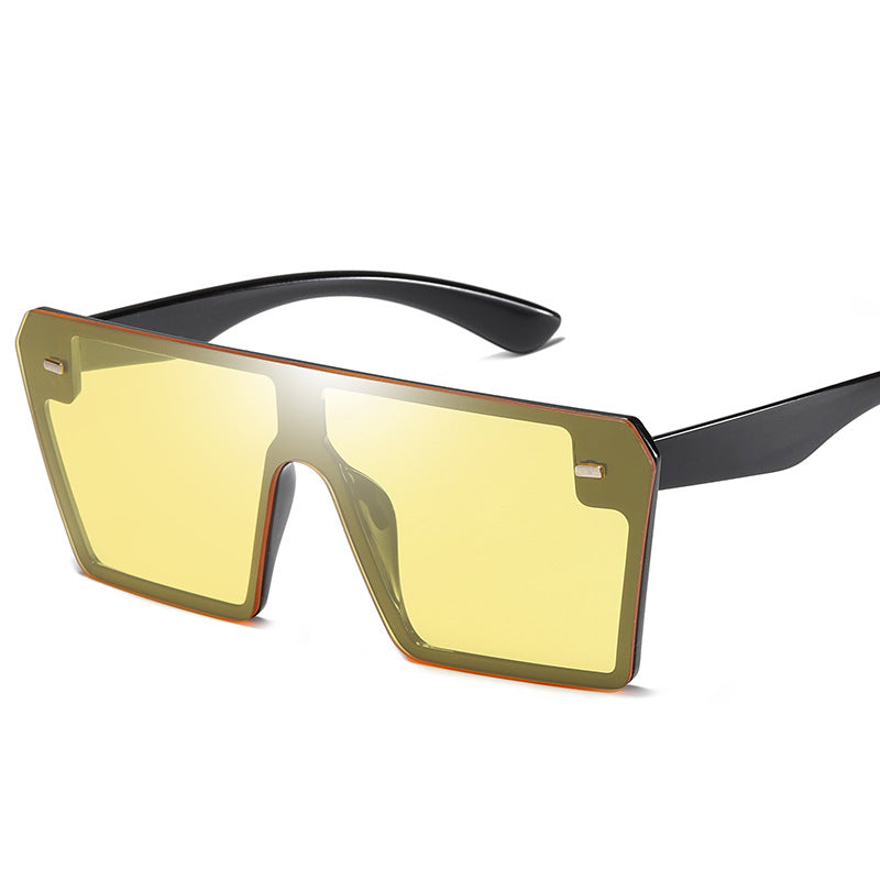 Retro Oversized Square Sunglasses Men And Women European And American Trend Rice Nail Sunglasses One Piece Glasses