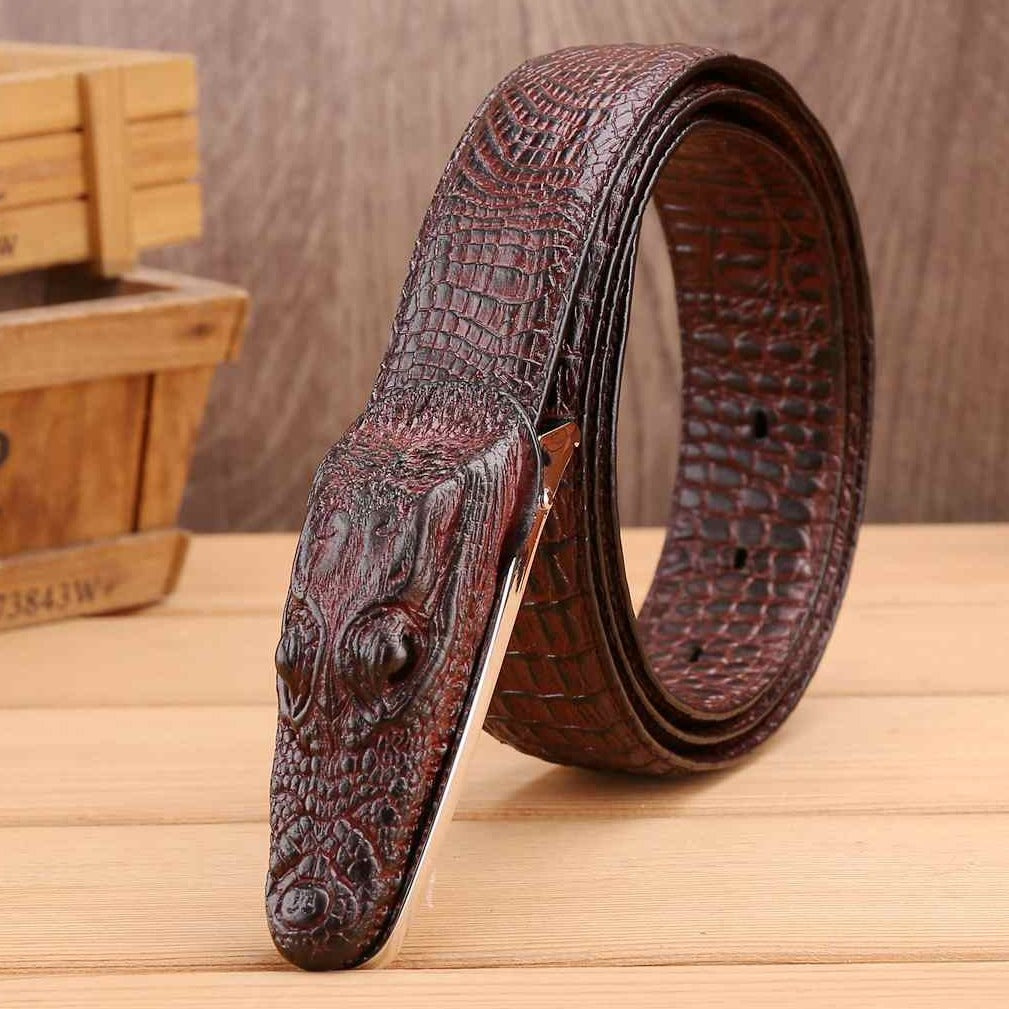 Luxury Alligator Design Cowhide Leather Crocodile Belts for Men