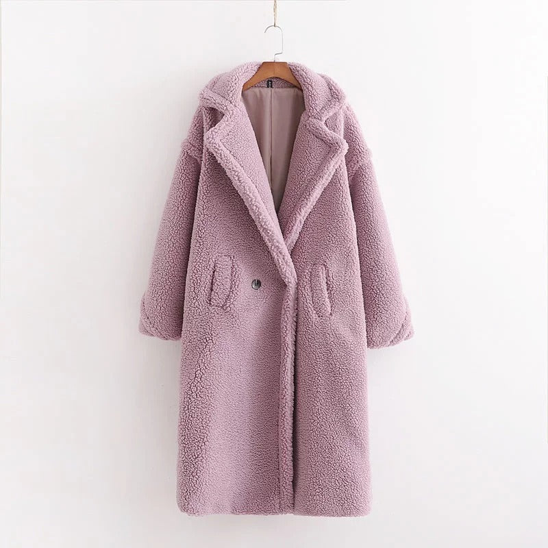 Women's cotton jacket, cotton jacket, women's European and American ins, winter thick and loose lapel lamb wool jacket