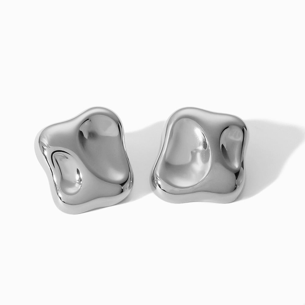 Hammered Irregular Square Concave-convex Earrings High-end Personalized Earrings