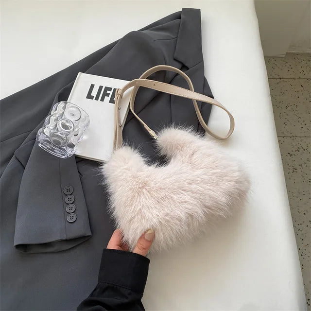 Luxury Designer  Plush Women's Handbag Casual Crossbody Bag Small Cloud Tote Winter New Trend