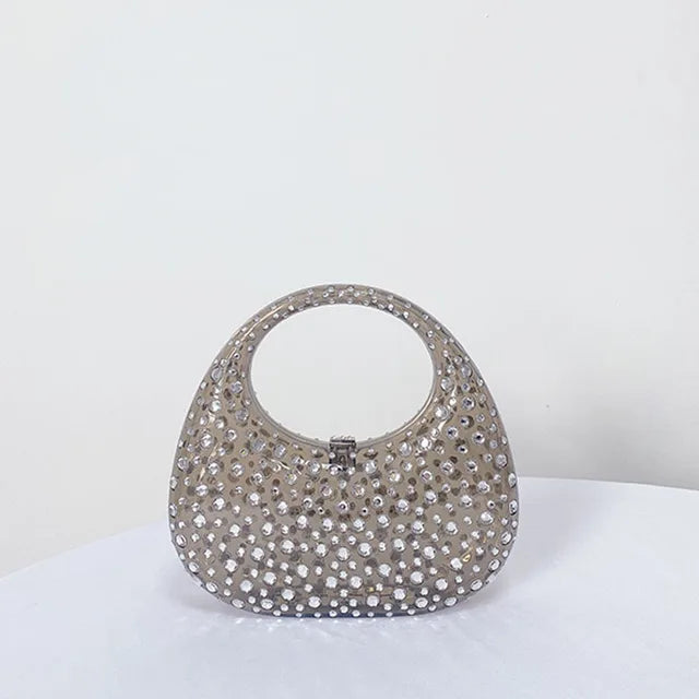 Acrylic clutch bag womenclear designer wedding evening party round box purse  new summer new handbag