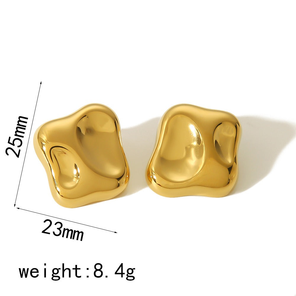 Hammered Irregular Square Concave-convex Earrings High-end Personalized Earrings