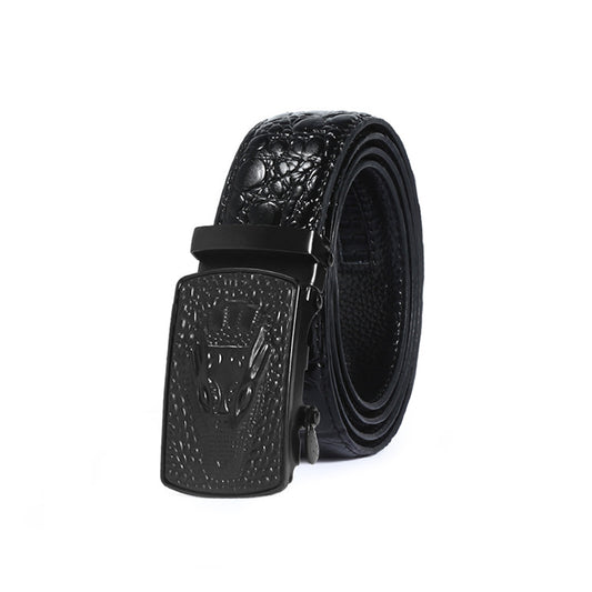 Personalized crocodile patterned men's belt with automatic buckle youth pants waistband