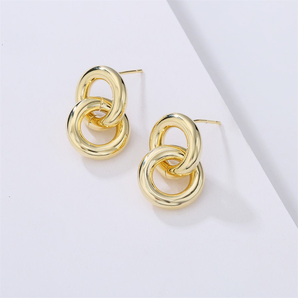 Glossy geometric retro earrings, cool style high-end earrings