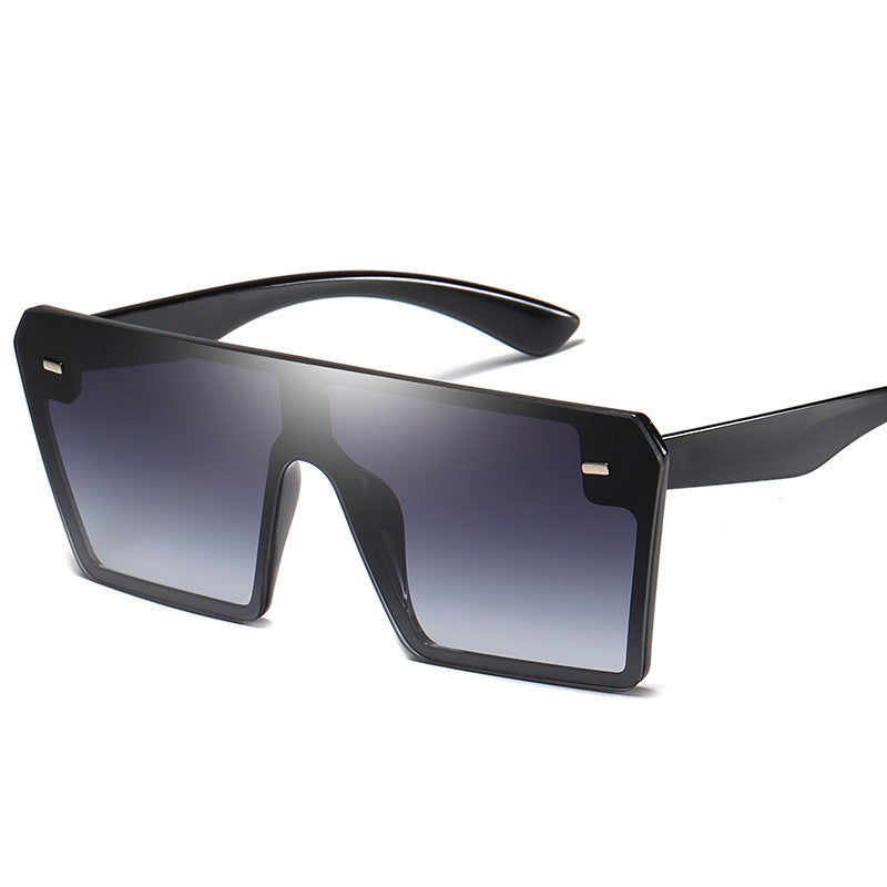 Retro Oversized Square Sunglasses Men And Women European And American Trend Rice Nail Sunglasses One Piece Glasses