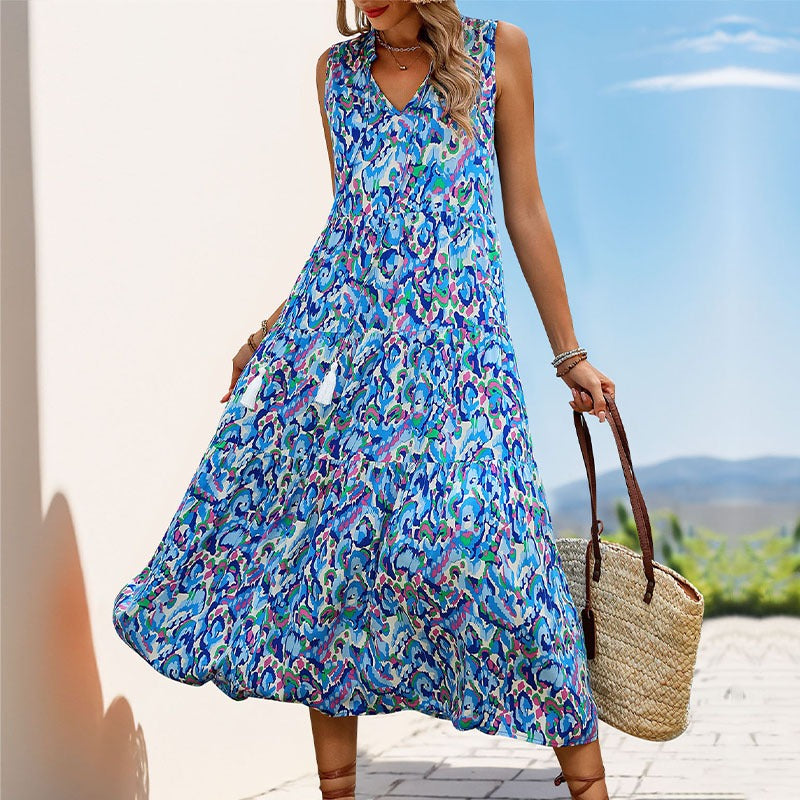 New European and American Summer Women's Sleeveless Bohemian Style Dress