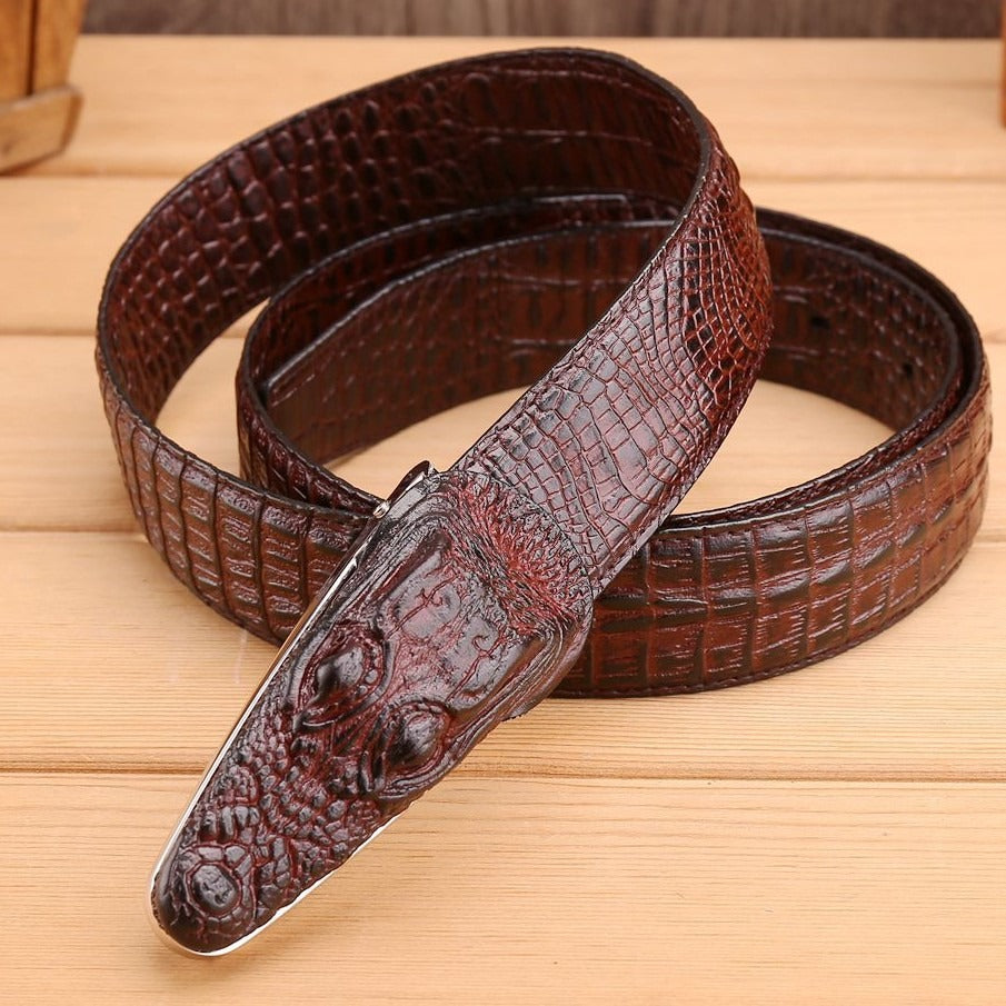 Luxury Alligator Design Cowhide Leather Crocodile Belts for Men