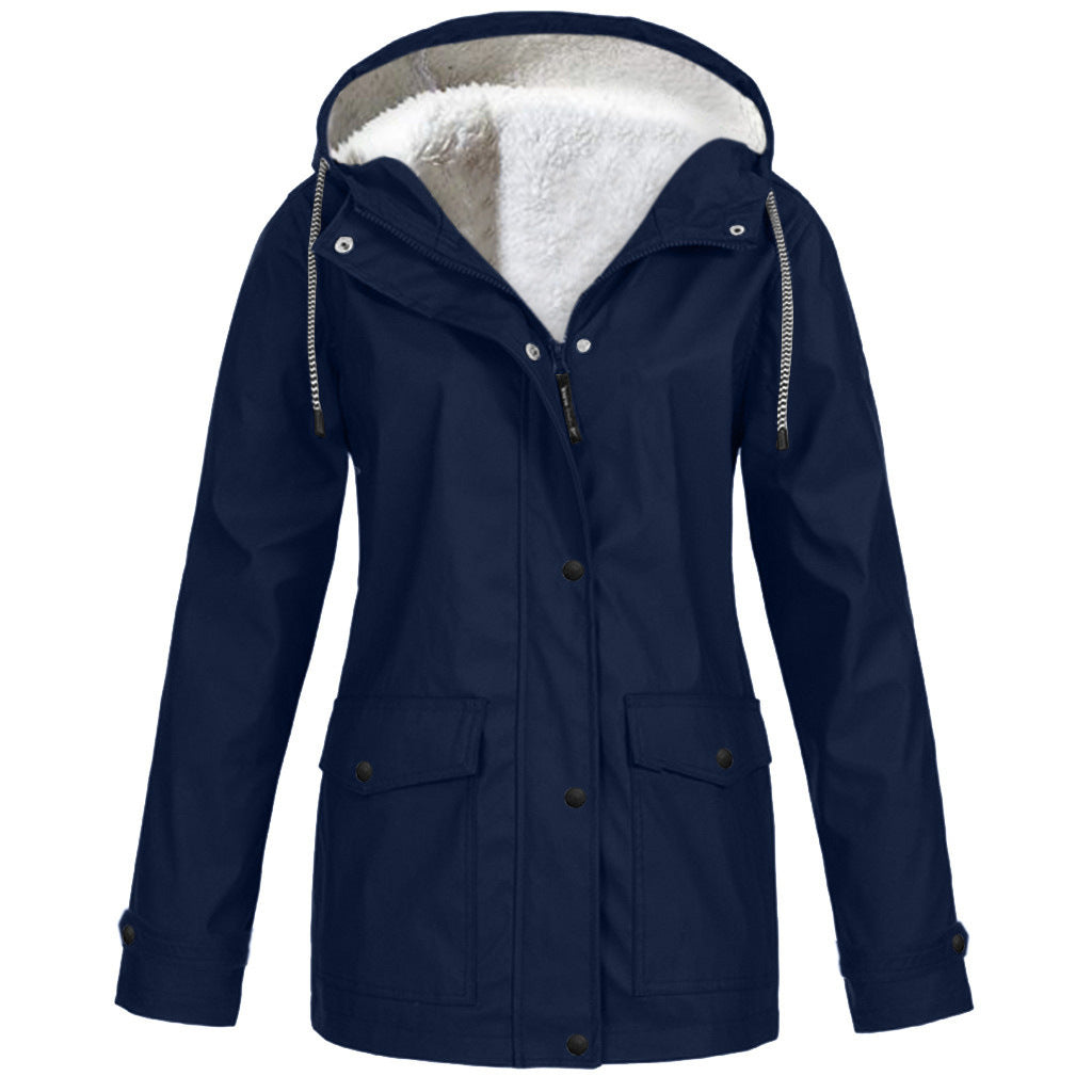 Autumn And Winter Plush Jacket Outdoor Mountaineering Suit Hooded Jacket