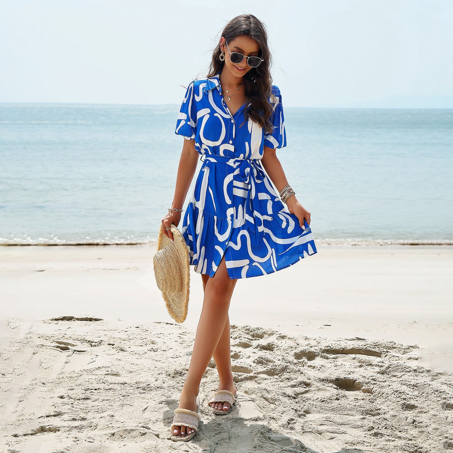 Dress Spring/Summer elegance printed short sleeve dress