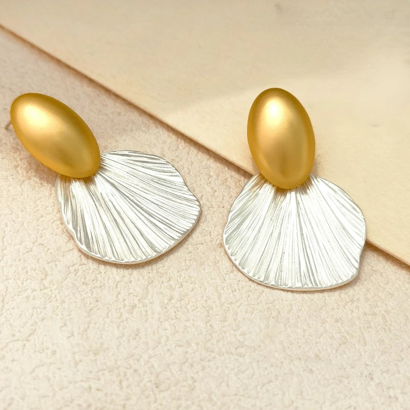 Silver Needle  Trend New High Quality Brass Splicing Color Geometric Drop Earrings For Women Girl Gift