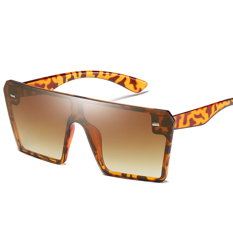Retro Oversized Square Sunglasses Men And Women European And American Trend Rice Nail Sunglasses One Piece Glasses