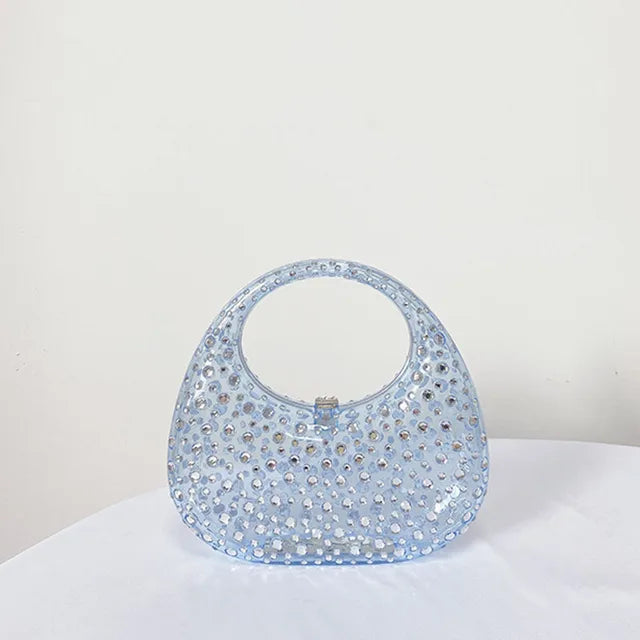 Acrylic clutch bag womenclear designer wedding evening party round box purse  new summer new handbag