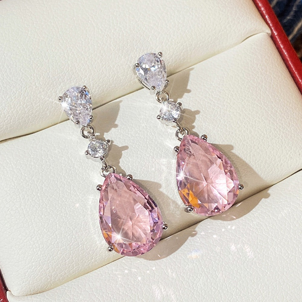 Pear shaped water drop earrings, light luxury, elegant earrings for women