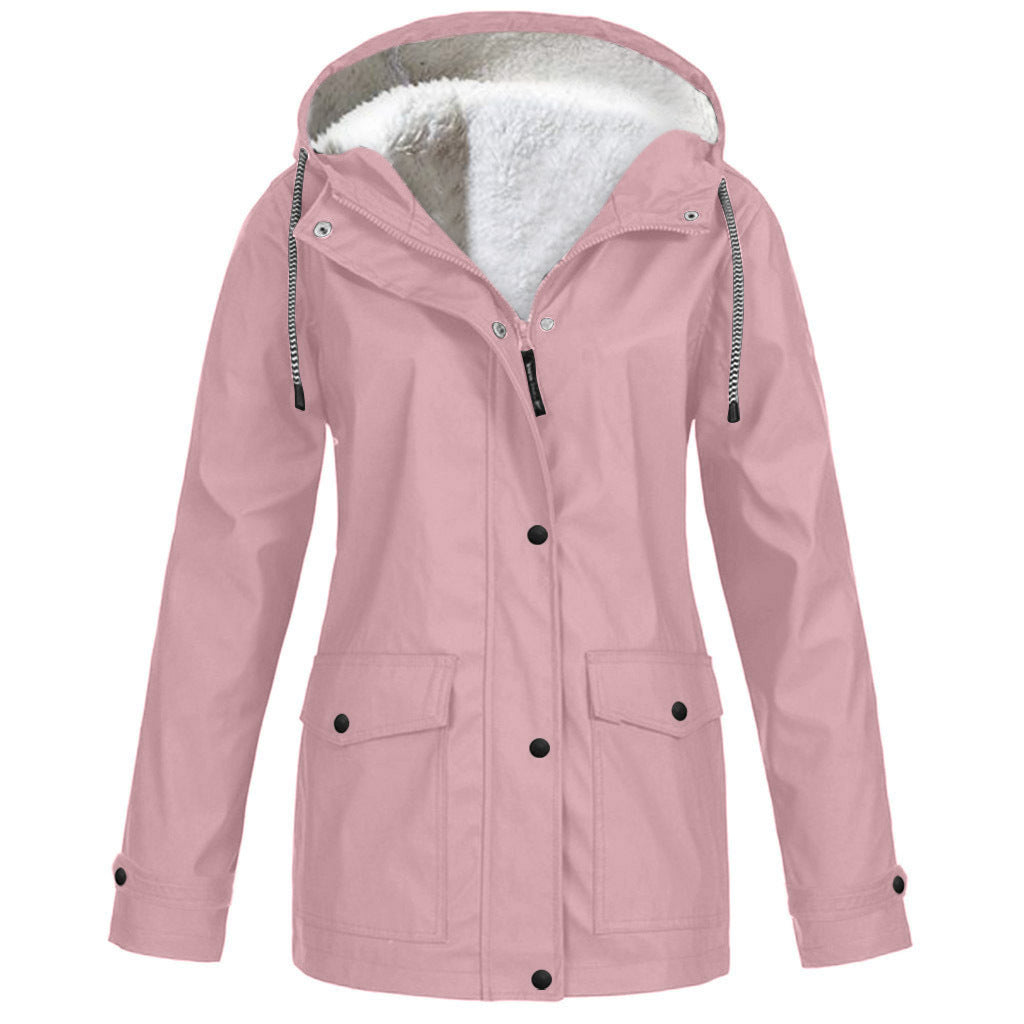 Autumn And Winter Plush Jacket Outdoor Mountaineering Suit Hooded Jacket