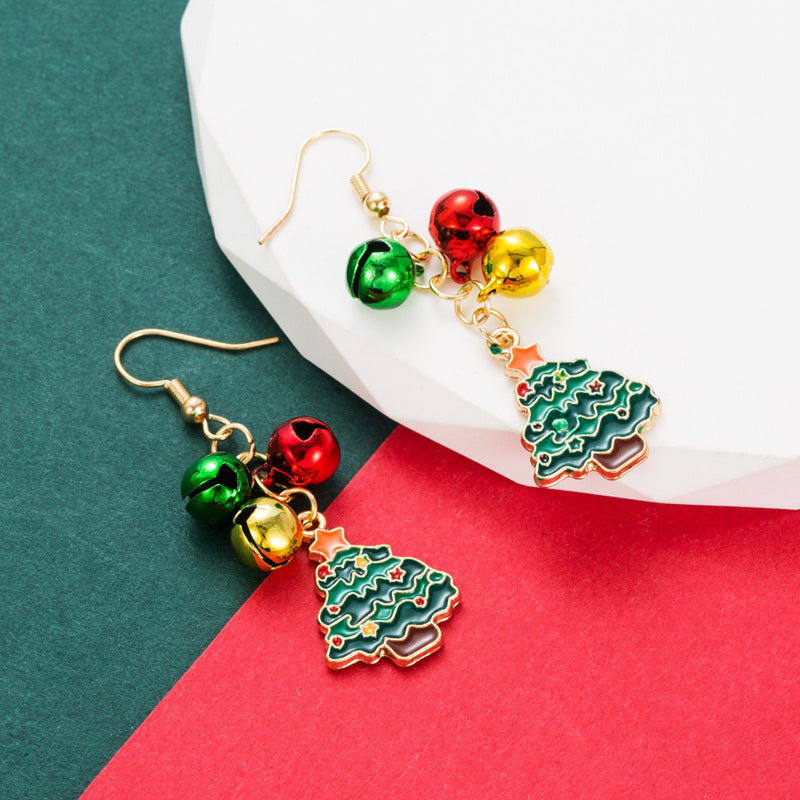 Christmas Series Fashion Design Long Christmas Tree Earrings Cute Bells Hundred Match Ear Hook Earrings