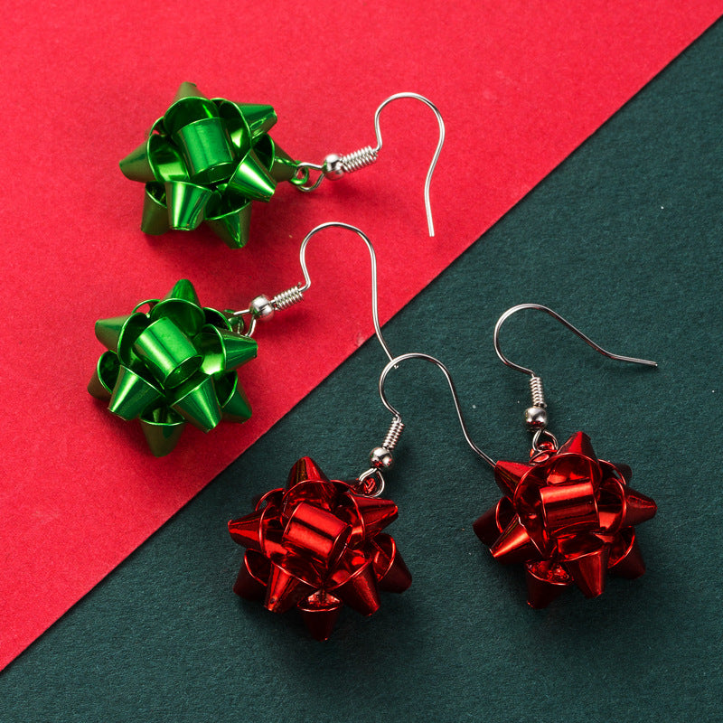 New Christmas Green Star Snowflake Earrings ins Christmas Gift Earrings