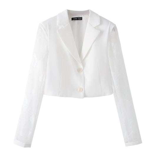 Women's European and American style lapel long sleeved suit jacket