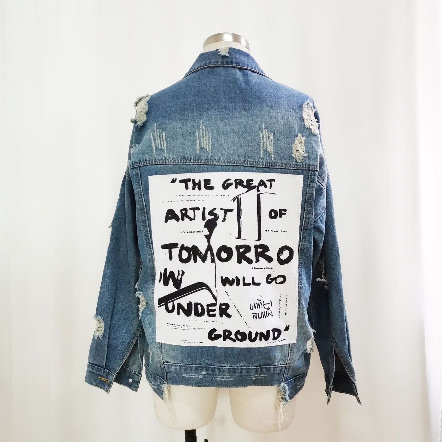 Basic Coat Bombers Vintage Fabric Patchwork Denim Jacket Women Cowboy Jeans  Autumn Frayed Ripped Hole Jean Jacket