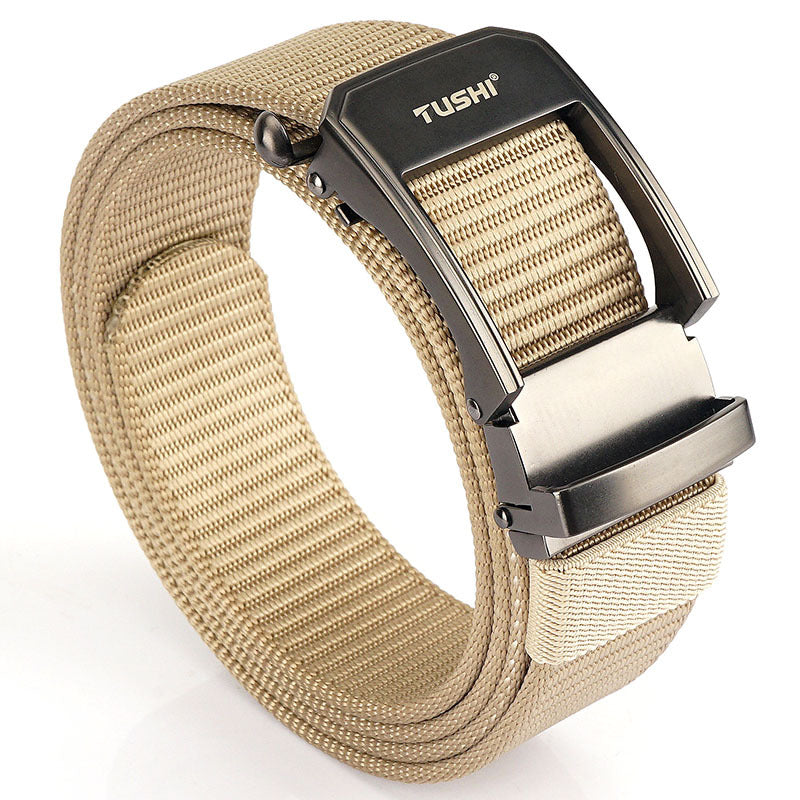 Belt Men Toothless Automatic Buckle Nylon Canvas Belt Outdoor Leisure Breathable Belt Woven Elastic Elastic Belt