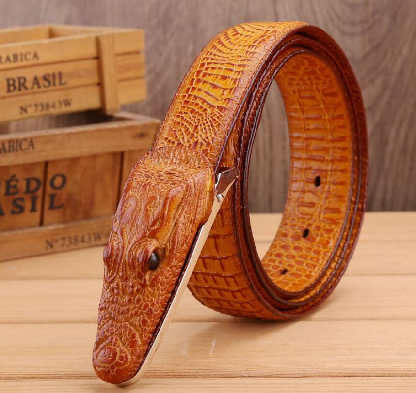 Luxury Alligator Design Cowhide Leather Crocodile Belts for Men