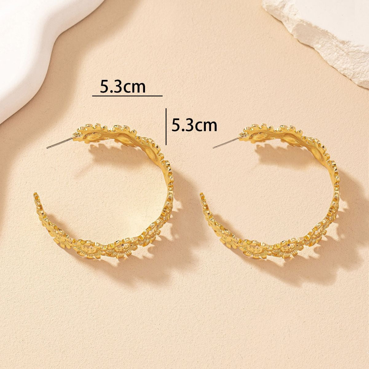 European and American retro exaggerated sunflower fashion temperament golden C-shaped earrings