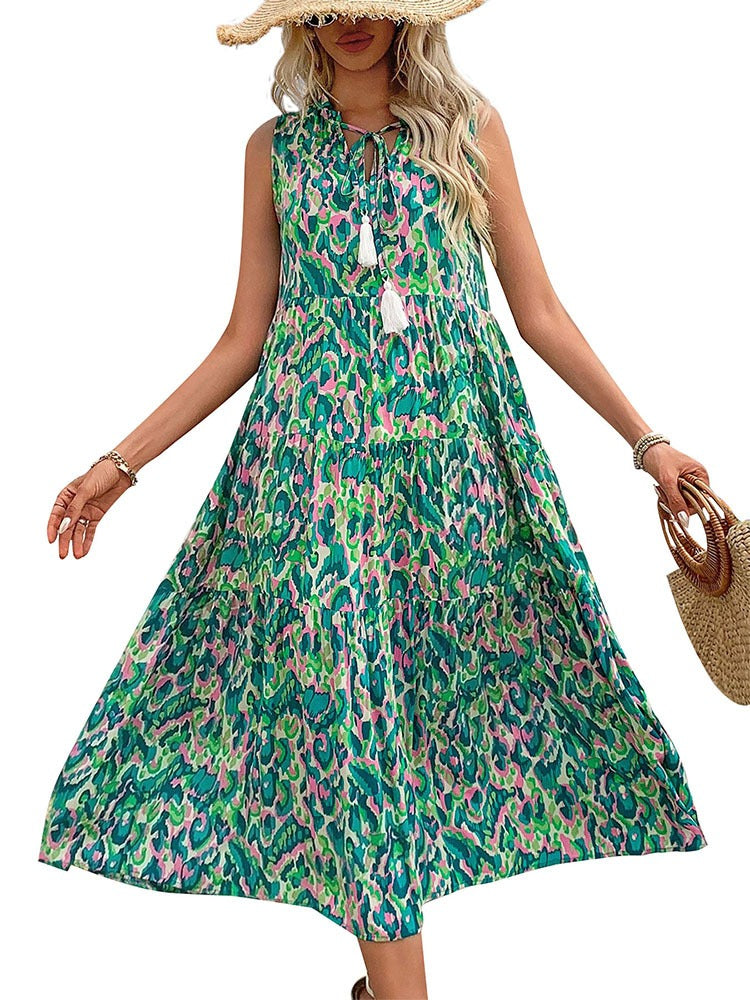 New European and American Summer Women's Sleeveless Bohemian Style Dress