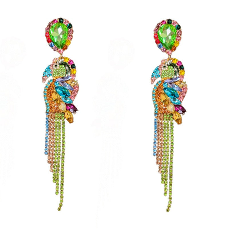 Colorful tassel earrings fashionable and versatile silver needle earrings