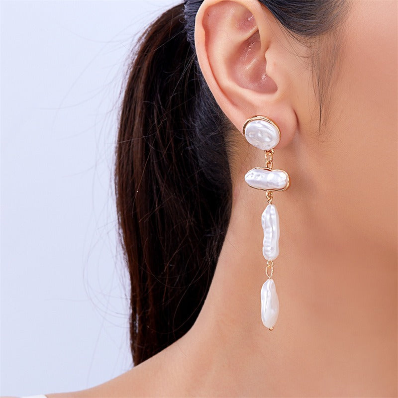 Pearl Ear Jewelry Irregular Baroque Style Pearl Earrings