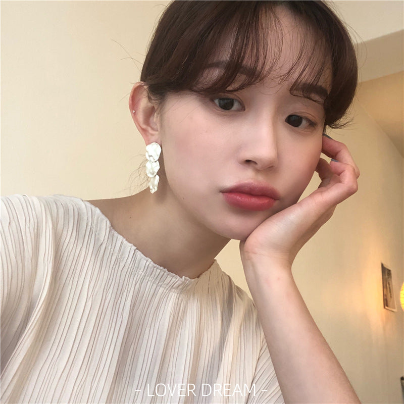 Korea Retro Round Long Tassel Earrings Net Red Earrings Commuter Silver Stud Earrings