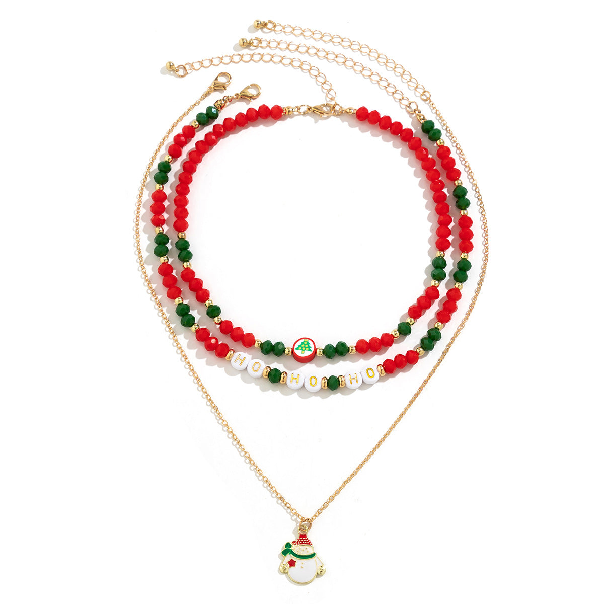 Christmas beaded women's necklace, Christmas snowman gift, imitation crystal choker