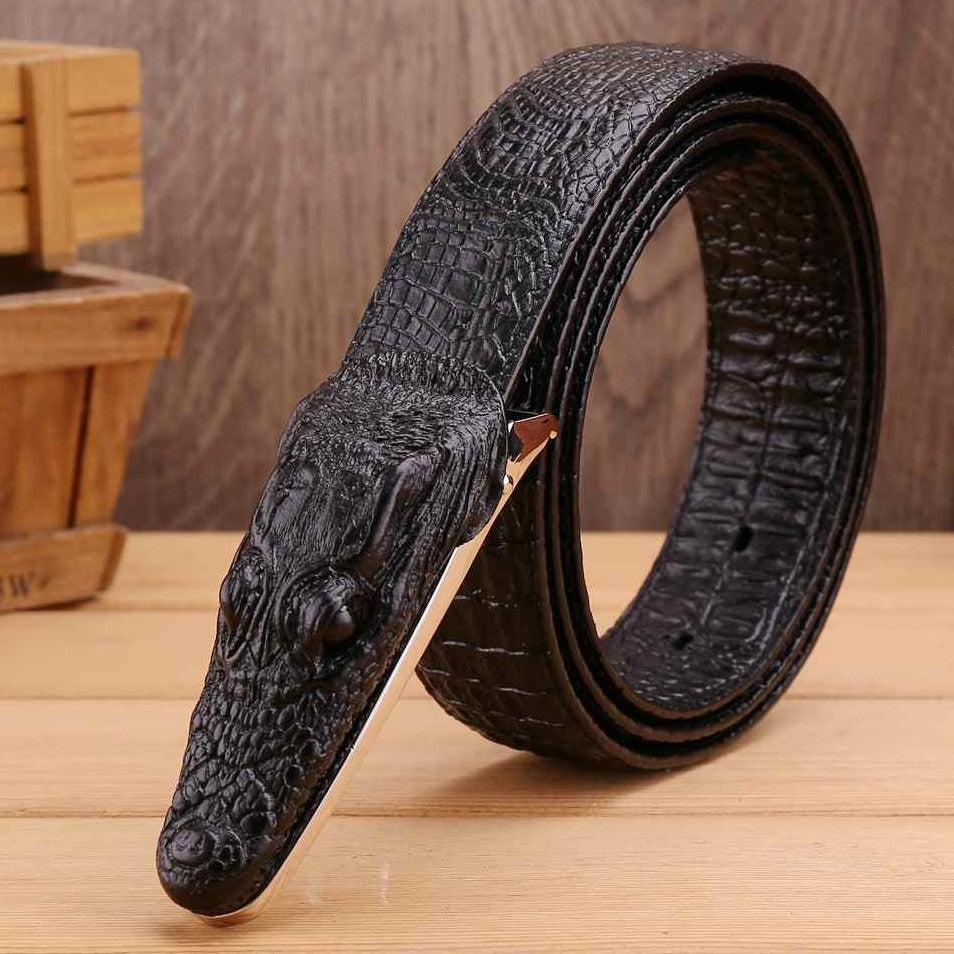 Luxury Alligator Design Cowhide Leather Crocodile Belts for Men