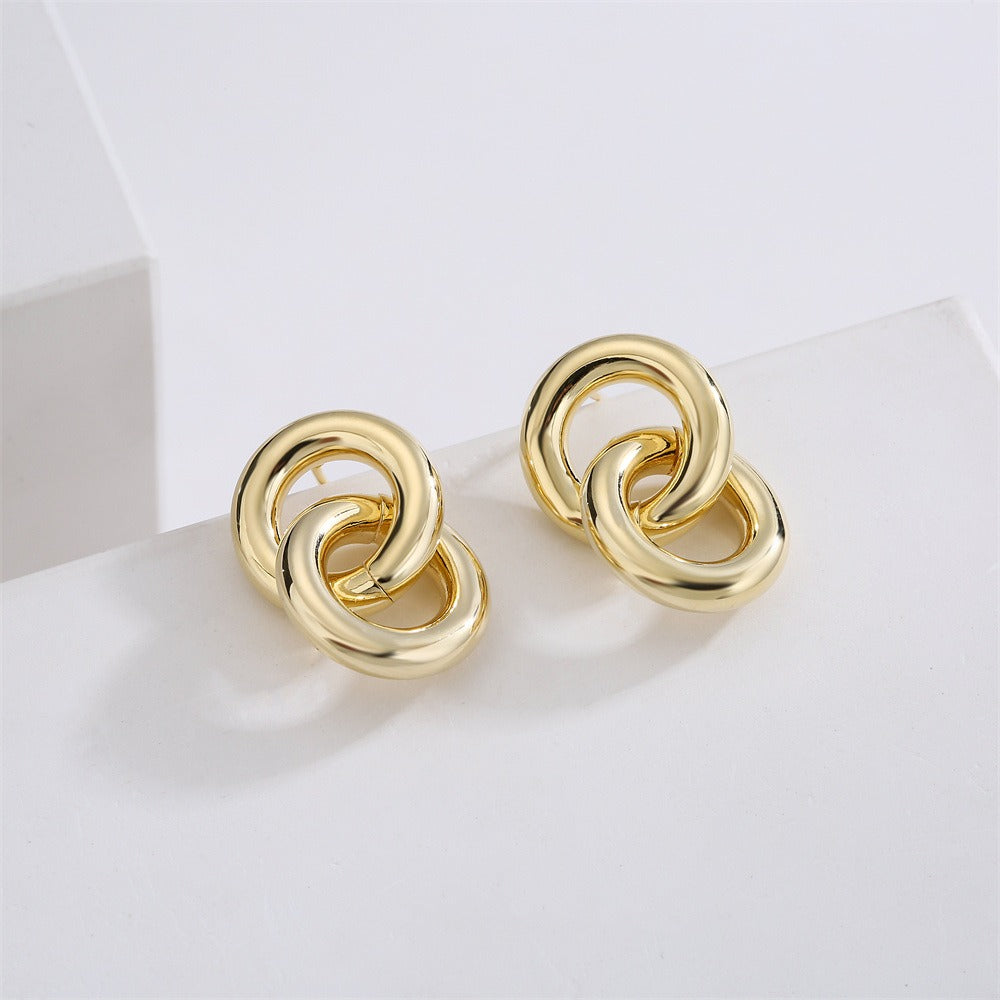 Glossy geometric retro earrings, cool style high-end earrings