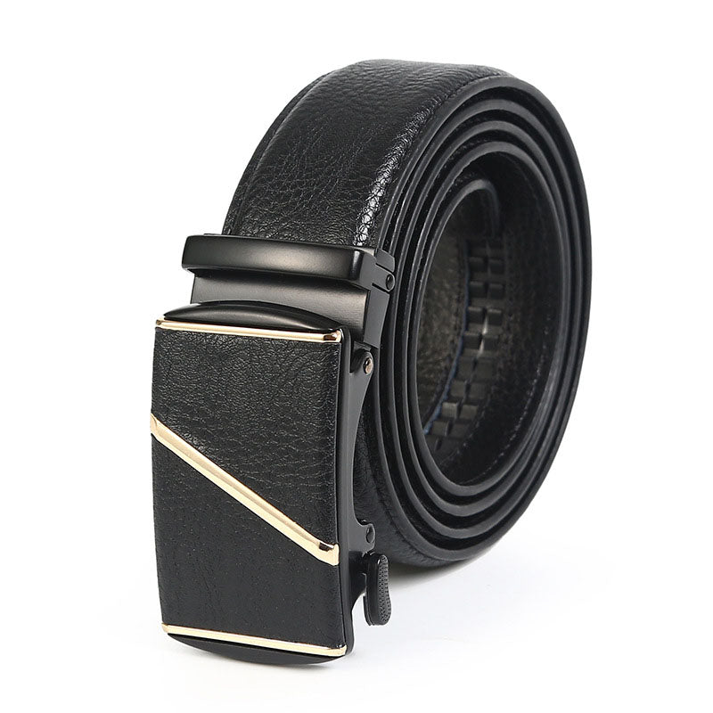 Belt men's genuine leather belt men's cowhide automatic buckle belt head men's wide crocodile leather pattern