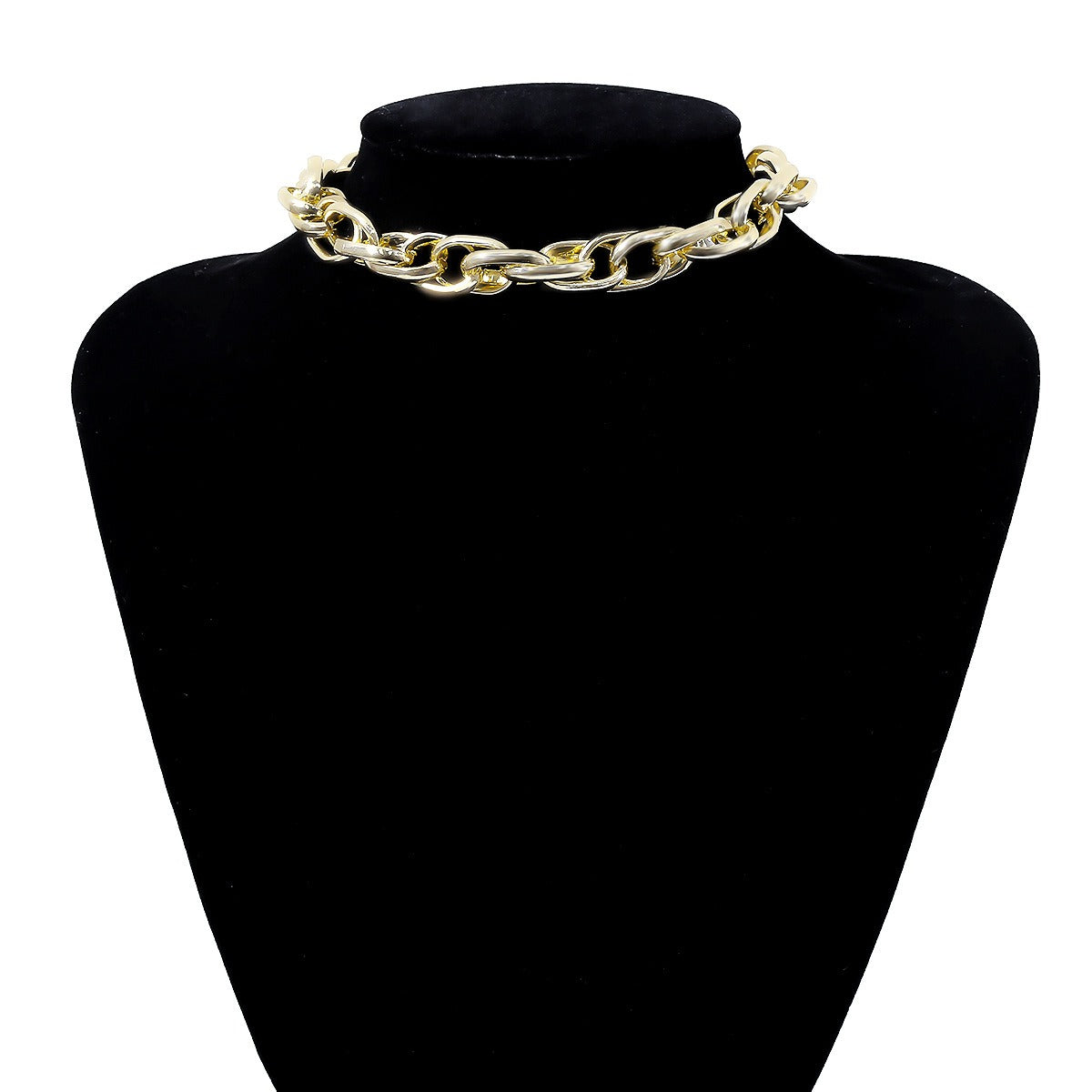 Handmade multi ring exaggerated punk thick chain necklace personality Fried Dough Twists chain necklace women