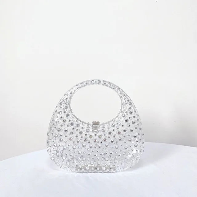 Acrylic clutch bag womenclear designer wedding evening party round box purse  new summer new handbag